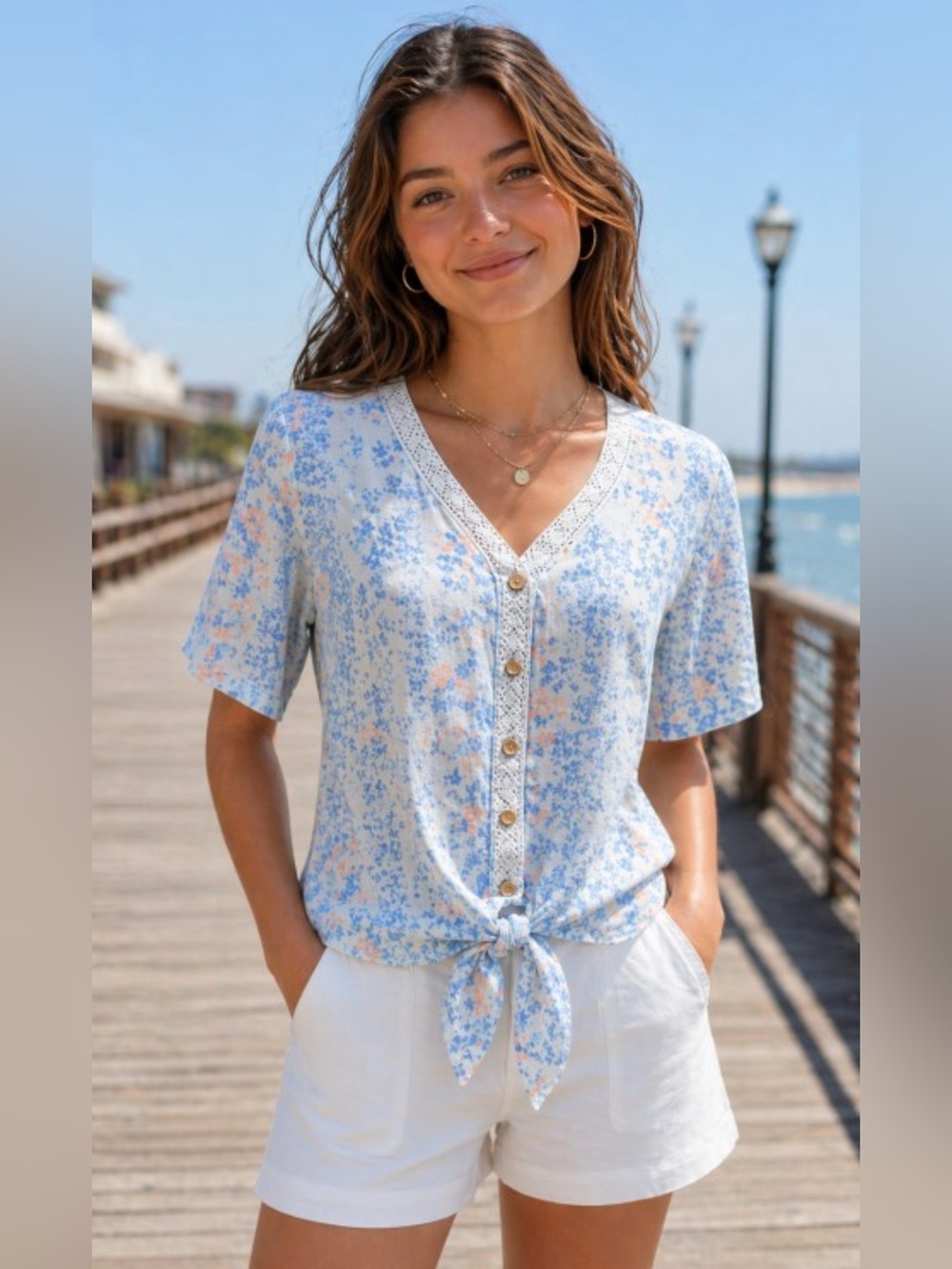 102.  BUTTON UP TIE BLOUSE